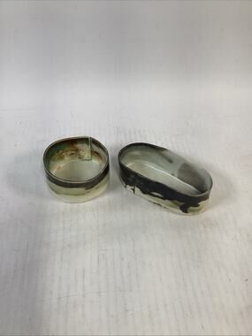 Lot of 2 Handmade Hand Painted Art Pottery Clay Condiment Bowls